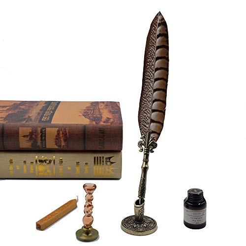 Juego de bolígrafos de caligrafía GC, pluma estilográfica de lujo y juego de tinta con 5 plumas, soporte para bolígrafo, sello y cera en caja de regalo LL-66