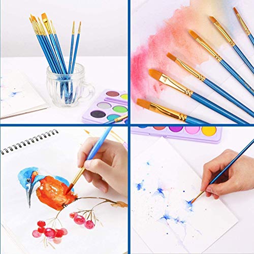 Juego de pinceles de pintura acrílica, cepillos de pelo de nailon para todo tipo de uso, óleo, acuarela, pintura artística, kits profesionales