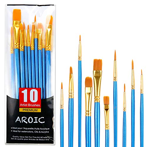 Juego de pinceles de pintura acrílica, cepillos de pelo de nailon para todo tipo de uso, óleo, acuarela, pintura artística, kits profesionales