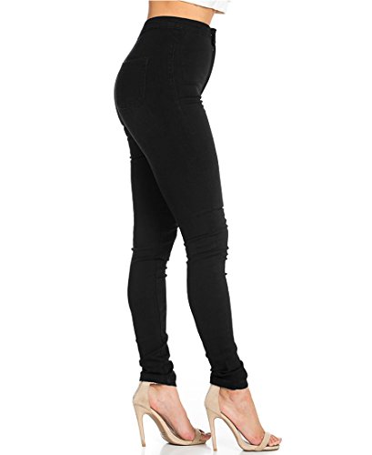 Jyone Pantalones vaqueros con cintura alta para mujer XL Negro