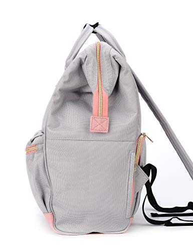 Kah&Kee Mochila Portatil Compartimiento para Laptop Antirrobo Impermeable Universidad Mujer Hombre (Gris Claro/Rosa, Grande)