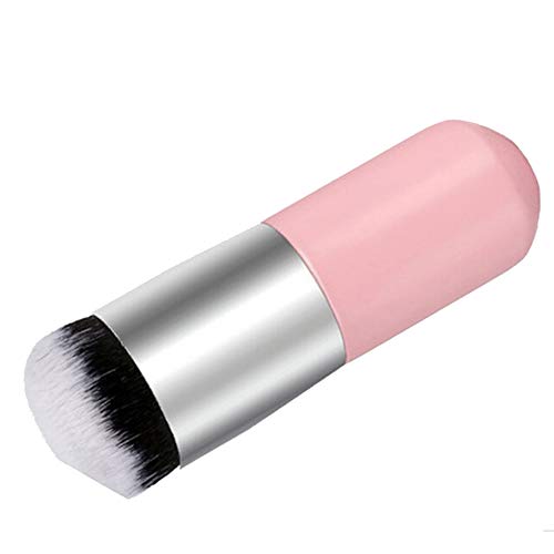 Kanggest Brochas De Maquillaje Profesional Portátil Cepillo Facial de Cabeza Redonda para Liquido Tradicionales y Fluidas Maquillaje Bases/Aplicación y Fundición de Bases de Maquillaje (Plata Rosa)