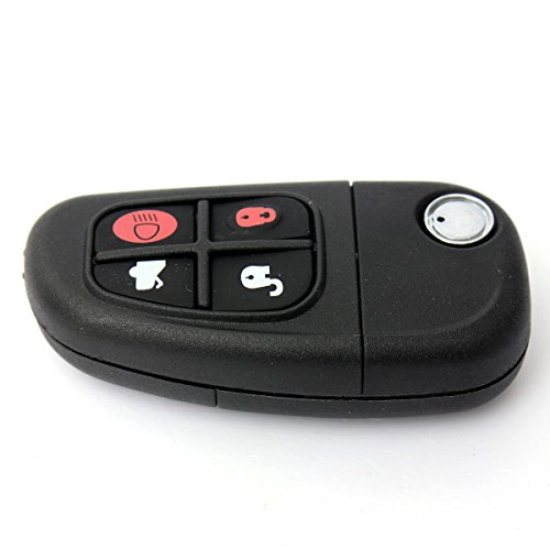 KaTur - Carcasa para llave de coche (4 botones, 433 MHz, plegable, sin cortar, con chip 4D60, para Jaguar, 1 unidad, 4 botones