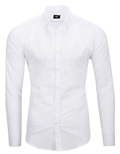 Kayhan Uni Hombre Camisa Slim fit, White (M)