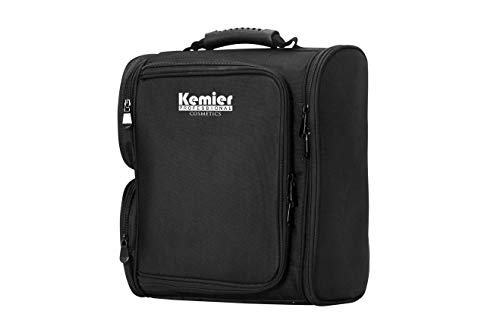 Kemier Professional Makeup Artist - Mochila con bolsas de almacenamiento transparentes para cosméticos, bolsa con forro térmico, color negro