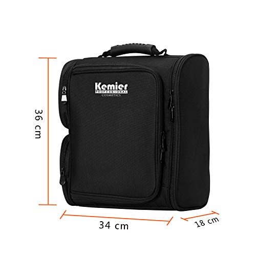 Kemier Professional Makeup Artist - Mochila con bolsas de almacenamiento transparentes para cosméticos, bolsa con forro térmico, color negro