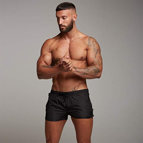 Kfnire Bañadores de natación, Pantalones Cortos de los Hombres de Secado rápido Playa Surf Corriendo Pantalones Cortos de natación Boxeadores Ligero Shorts (EU S=Tag M, Negro)