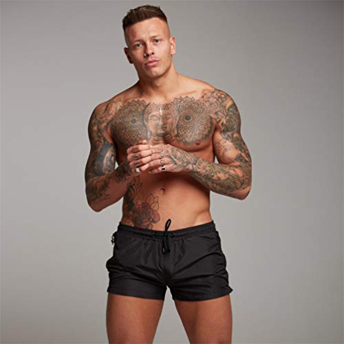 Kfnire Bañadores de natación, Pantalones Cortos de los Hombres de Secado rápido Playa Surf Corriendo Pantalones Cortos de natación Boxeadores Ligero Shorts (EU S=Tag M, Negro)