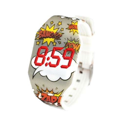 KIDDUS Reloj LED Digital para niña o niño. Pulsera de Silicona Suave para niños y Adultos. Batería Japonesa reemplazable. Fácil de Leer y Aprender Las Horas. KI10206 Emoji