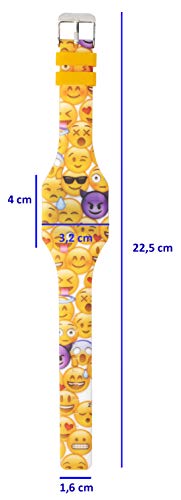 KIDDUS Reloj LED Digital para niña o niño. Pulsera de Silicona Suave para niños y Adultos. Batería Japonesa reemplazable. Fácil de Leer y Aprender Las Horas. KI10206 Emoji