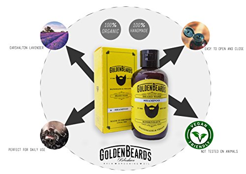 Kit Cuidado de Barba Kit 1 Caja de Regalo que contiene:1 Champú & Acondicionador 1 Aceite 1 Bálsamo y un Peine de viaje de máxima calidad. Olor a Menta, Naranja y Árbol de Té Arctic por Golden Beards