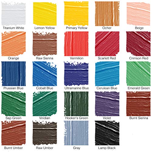 Kit de 24 Pinturas Acrílicas, 24 Tubos de 120ml, 24 Colores Zenacolor - Pinturas para Lienzo, Maderas, Ocios Creativos, tanto para Adultos como para Niños.