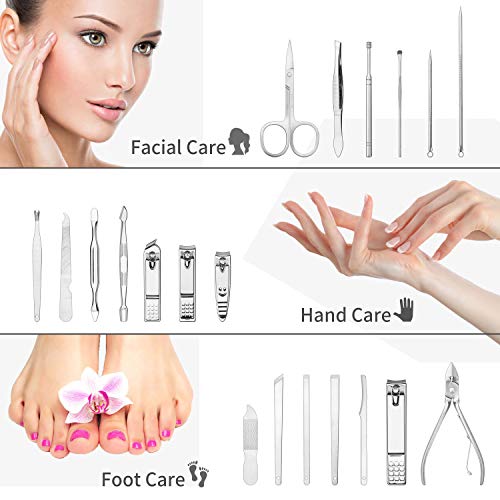 Kit de manicura y pedicura Kasimir 20 en 1 Podadoras de uñas Set Pedicura kit de Acero Inoxidable Cortauñas manicura pedicura kit set de manicura y pedicura profesional