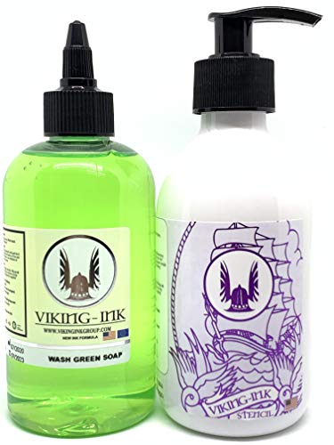 KIT WASH GREEN SOAP 8 OZ Y STENCIL 8OZ VIKING INK