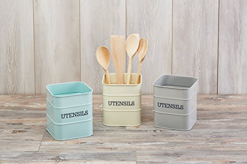 Kitchen Craft Living Nostalgia Lata de Acero para Utensilios de Cocina, Color Crema