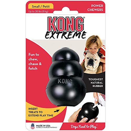 KONG - Extreme - Juguete de Robusto Caucho Natural Negro - para morder, perseguir o Buscar - para Perros Pequeños