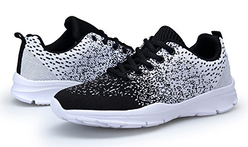 KOUDYEN Zapatillas Deportivas de Mujer Hombre Running Zapatos para Correr Gimnasio Calzado Unisex,XZ746-W-blackwhite-EU35