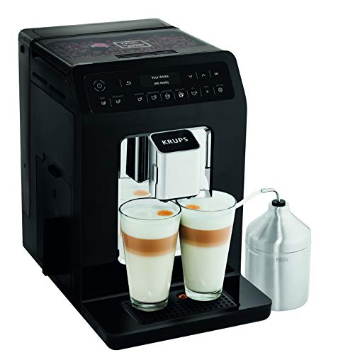 Krups Evidence Espresso EA8918 - Cafetera Superautomática 15 Bares, 15 Preajustes, Niveles de Intensidad, Molido Grano, Autolimpieza y Descalcificación e Incluye Jarra de Leche