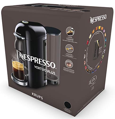 Krups XN9038K Nespresso Vertua Plus, Máquina de café, Máquina para 5 bebidas, 3 tamaños de cápsula, Tecnología Centrifusion, Tiempo de calentamiento 40 segundos, Capacidad del depósito 1,2 l, Negro