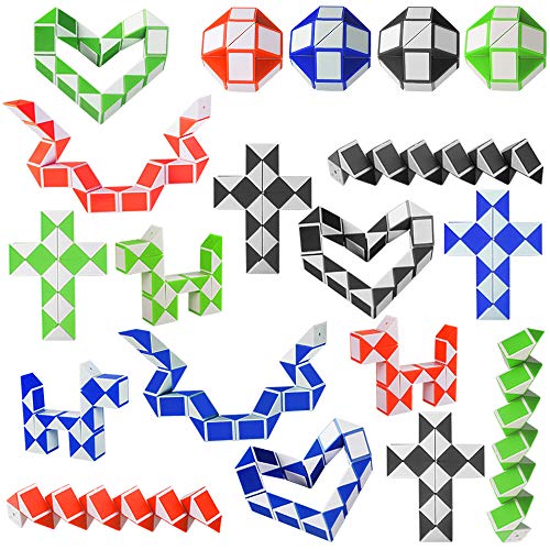 Kulannder 20 Pack de 24 Bloques Magic Snake Cube, Mini Speed ​​Cubes, Snake Twist Puzzle para Llenadores de Bolsos para Fiestas, Favores de Fiesta, Color Aleatorio