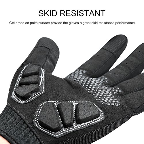 KUTOOK Guantes Ciclismo Largos Transpirables Hombres con Acolchadas De EVA Función Táctil Guantes MTB Gel Antideslizante(Negro,XL)