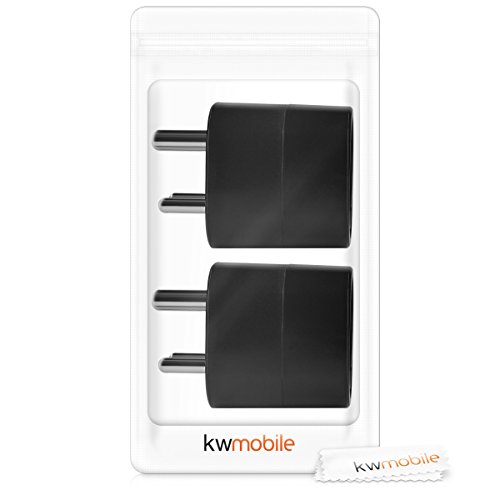 kwmobile 2X Adaptador de Viaje para India Tipo D - Adaptadores de Enchufe schuko - Conector para Nepal Sri Lanka Emiratos Árabes Unidos Eau - Negro