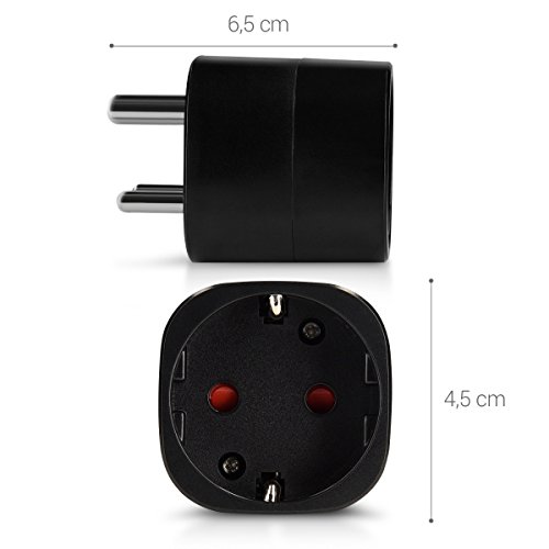 kwmobile 2X Adaptador de Viaje para India Tipo D - Adaptadores de Enchufe schuko - Conector para Nepal Sri Lanka Emiratos Árabes Unidos Eau - Negro