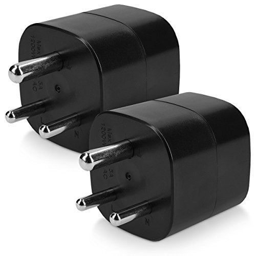 kwmobile 2X Adaptador de Viaje para India Tipo D - Adaptadores de Enchufe schuko - Conector para Nepal Sri Lanka Emiratos Árabes Unidos Eau - Negro