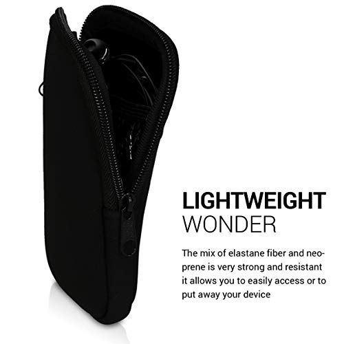 kwmobile Funda para móviles de M - 5,5" - Estuche de Neopreno con Cierre para móvil - Carcasa en Negro