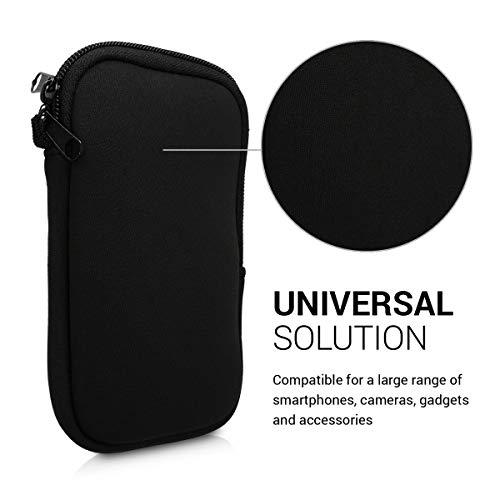 kwmobile Funda para móviles de M - 5,5" - Estuche de Neopreno con Cierre para móvil - Carcasa en Negro