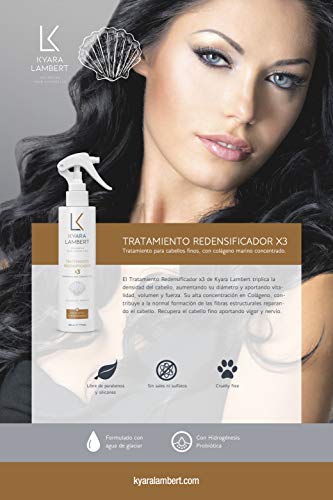 Kyara Lambert - Tratamiento Redensificador x3 con Colágeno Marino concentrado | Tratamiento Cabellos Finos,Volumen, Densidad y Fuerza del Cabello