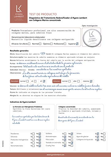 Kyara Lambert - Tratamiento Redensificador x3 con Colágeno Marino concentrado | Tratamiento Cabellos Finos,Volumen, Densidad y Fuerza del Cabello