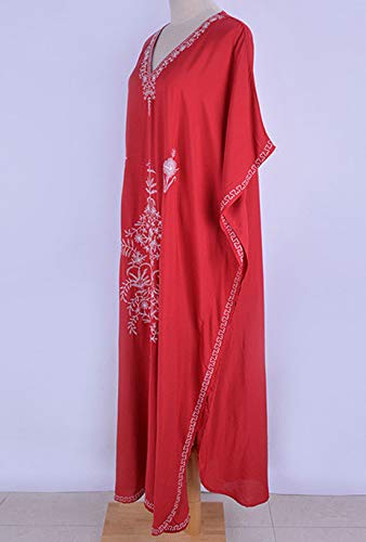 L-Peach Kaftan Vestido Largo de Playa para Mujer, Rojo, Talla Ãºnica