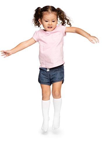 LA Active Calcetines Altos Rodilla Antideslizantes - 5 Pares - para Bebé Niños Niñas Infantil - Algodón (Blanco, 6-12 Meses)