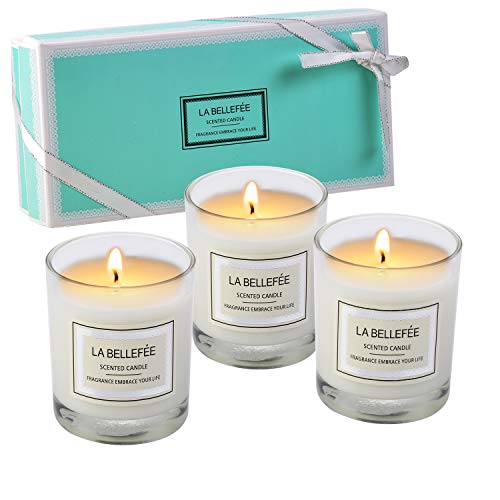 LA BELLEFÉE - Set de Velas de Cera de Soja con Aroma a votivo, Aroma a Naranja, Azul, prefecto para cumpleaños, baño, Yoga, Navidad, día del Padre, día de San Valentín, 3 Paquetes