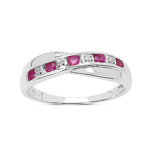 La Colección Anillo Diamantes: Anillo de Rubí y set de Diamantes anillo de plata, Perfecto para regalo, Anillo de Eternidad o Aniversario Talla del anillo 15