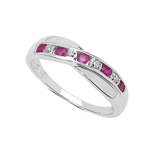 La Colección Anillo Diamantes: Anillo de Rubí y set de Diamantes anillo de plata, Perfecto para regalo, Anillo de Eternidad o Aniversario Talla del anillo 15