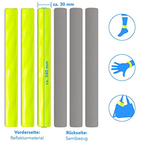 Laduup - 6 Bandas reflectoras de PVC/Juego de reflectores/Bandas Reflectantes/Brazalete de Seguridad/Bandas Reflectantes/Pulsera Deportiva/Brazalete Luminoso para Marcha Nocturna