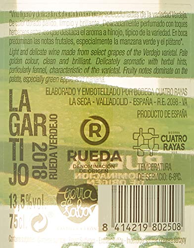 Lagartijo Verdejo Vino Blanco D.O Rueda-6 botellas de 750 ml - Total: 4500 ml