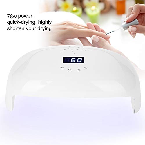 Lámpara Secador de Uñas, 78W Secador de Uñas, Lámpara de Uñas LED UV con 56 Luz y Sensor Automático y 4 Temporizador para 2 Manos Secado Rápido(Blanco)