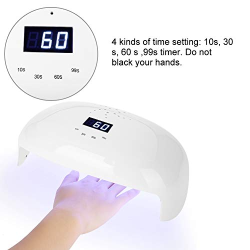 Lámpara Secador de Uñas, 78W Secador de Uñas, Lámpara de Uñas LED UV con 56 Luz y Sensor Automático y 4 Temporizador para 2 Manos Secado Rápido(Blanco)