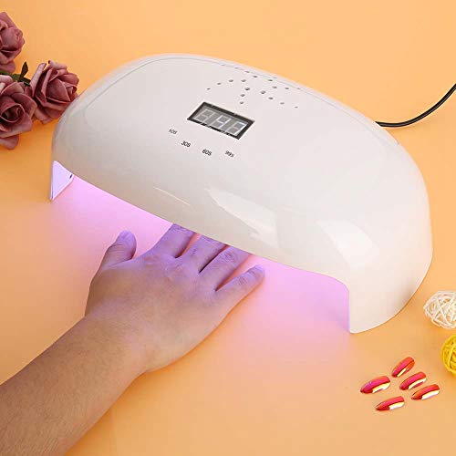 Lámpara Secador de Uñas, 78W Secador de Uñas, Lámpara de Uñas LED UV con 56 Luz y Sensor Automático y 4 Temporizador para 2 Manos Secado Rápido(Blanco)