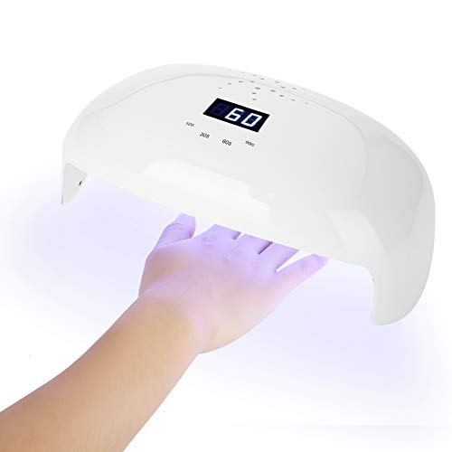 Lámpara Secador de Uñas, 78W Secador de Uñas, Lámpara de Uñas LED UV con 56 Luz y Sensor Automático y 4 Temporizador para 2 Manos Secado Rápido(Blanco)