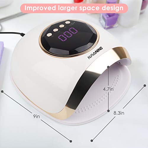 Lámpara Secador de Uñas, NAVANINO LED/UV Gel Esmalte de Uñas Curado Luz Máquina, 4 Modos con Sensor Automático y Pantalla LCD Para Manicura/Pedicure Nail Art en el Hogar y el Salón, 54W