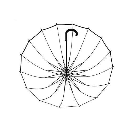 Lancoon Paraguas Cúpula Transparente, 16 Costillas De Fibra De Vidrio TamañO Grande A Prueba De Viento AutomáTico Abierto KS10Black