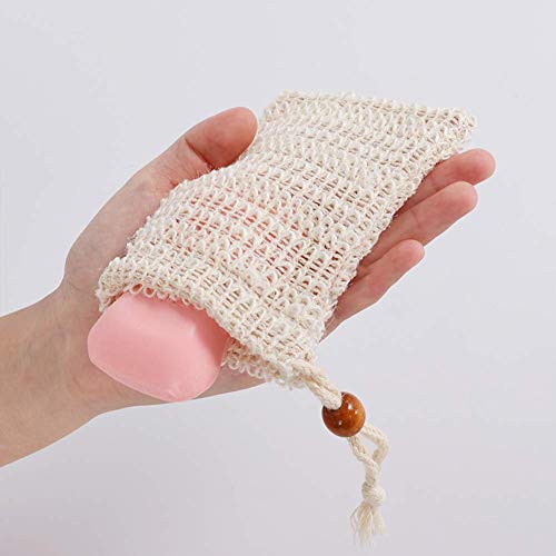 LATERN 10 Piezas Bolsa De Jabón Natural Con Cordón Saver Saver Pouch Para Hacer Espuma, Secar Jabones, Exfoliatio, Masajes