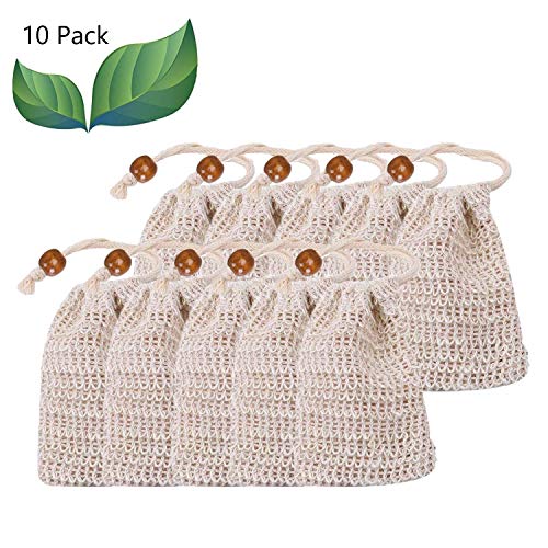 LATERN 10 Piezas Bolsa De Jabón Natural Con Cordón Saver Saver Pouch Para Hacer Espuma, Secar Jabones, Exfoliatio, Masajes