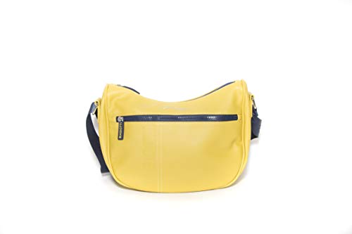 Laura Biagiotti - Bolso de piel sintética con correa ajustable para el hombro de la línea Rivera LB20S-104-3 colores: blanco/amarillo-cemento-azul