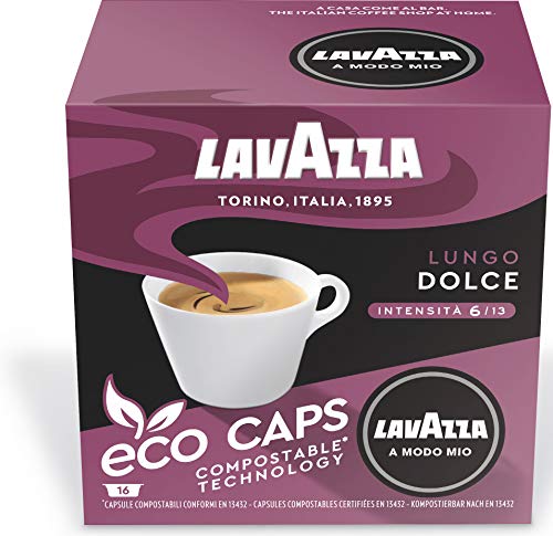 Lavazza A Modo Mio Caff? Crema Lungo Dolcemente, Pack of 4, 4 x 16 Capsules