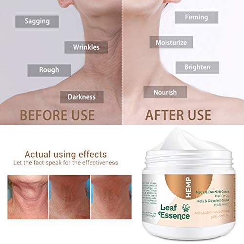 Leaf Essence Neck Cream, humectante antienvejecimiento para cuello y escote | Crema para tensar el cuello, borrar las arrugas de la piel crepé, las líneas finas de la piel y la papada (50 ml)